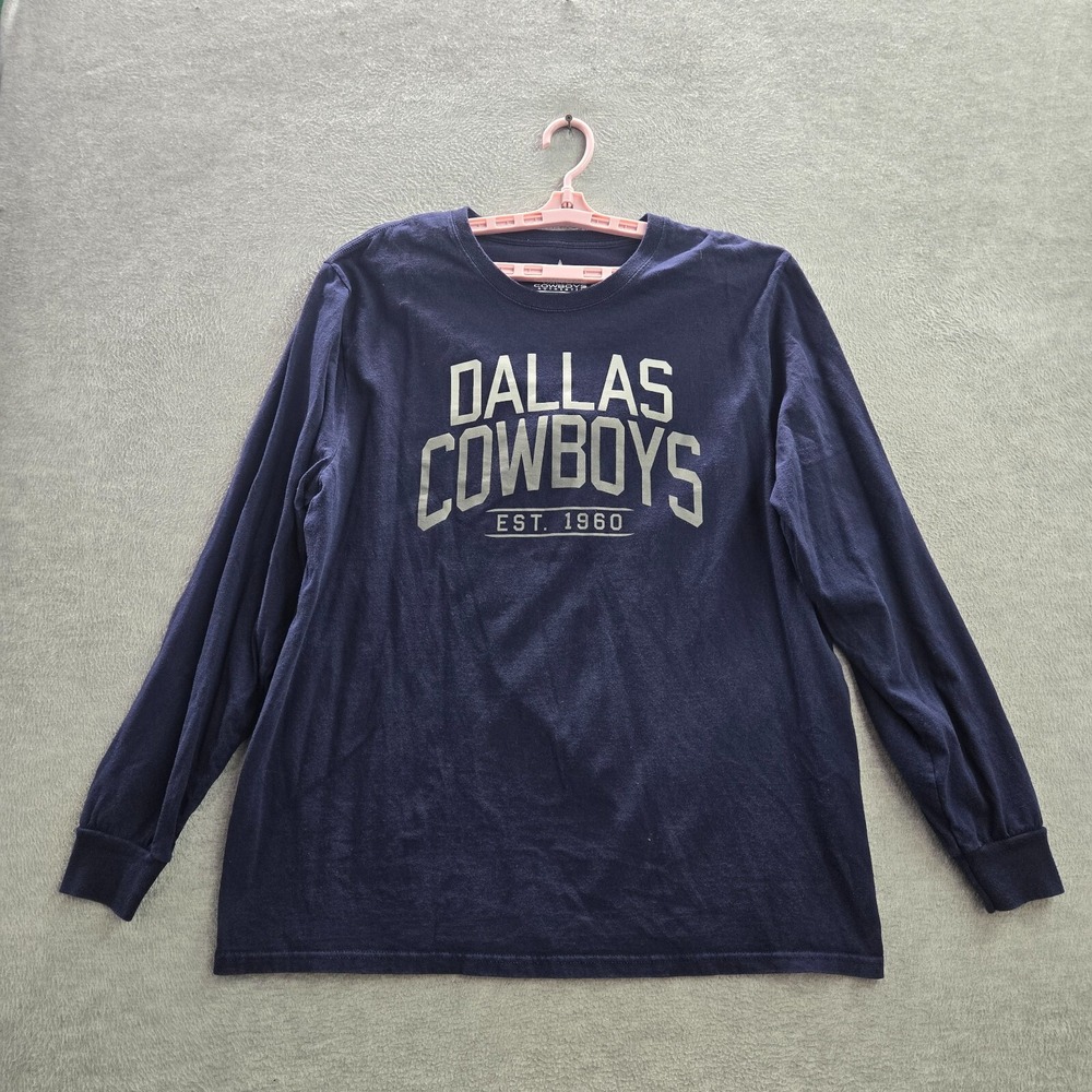 Dallas Cowboys Men Shirt XL Blue Logo Graphic Crew Neck Long Sleeve Pullover Tee